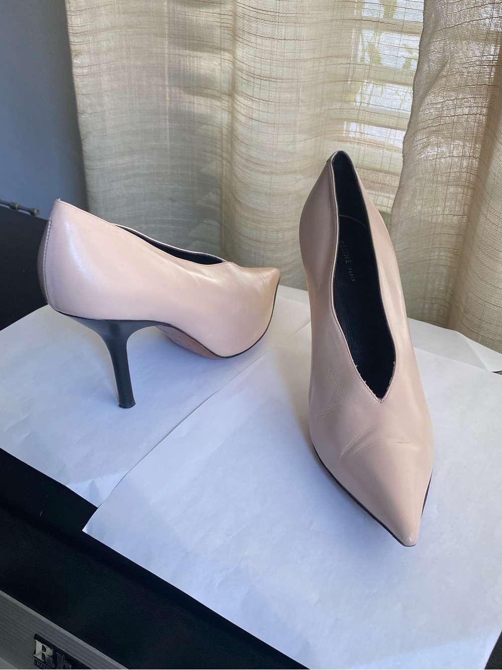 Celine Women's Blush Pink Pointed Toe Stiletto Pumps heels 37 leather